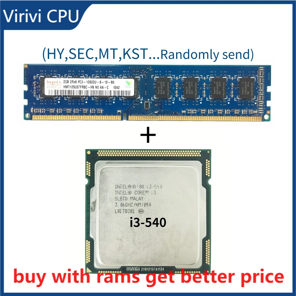 

DDR3 2G 1333Mhz with i3-540 CPU Processor 3.06GHz 4M Cache LGA 1156 i3-540 CPU
