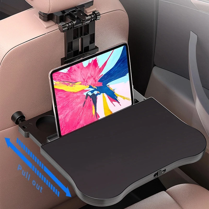 

1PC Multifunctional Chair Black Folding Table Car Seat Back Tray Laptop Table Auto Desk Cup Phone Holder ABS Maximum Load 22lb
