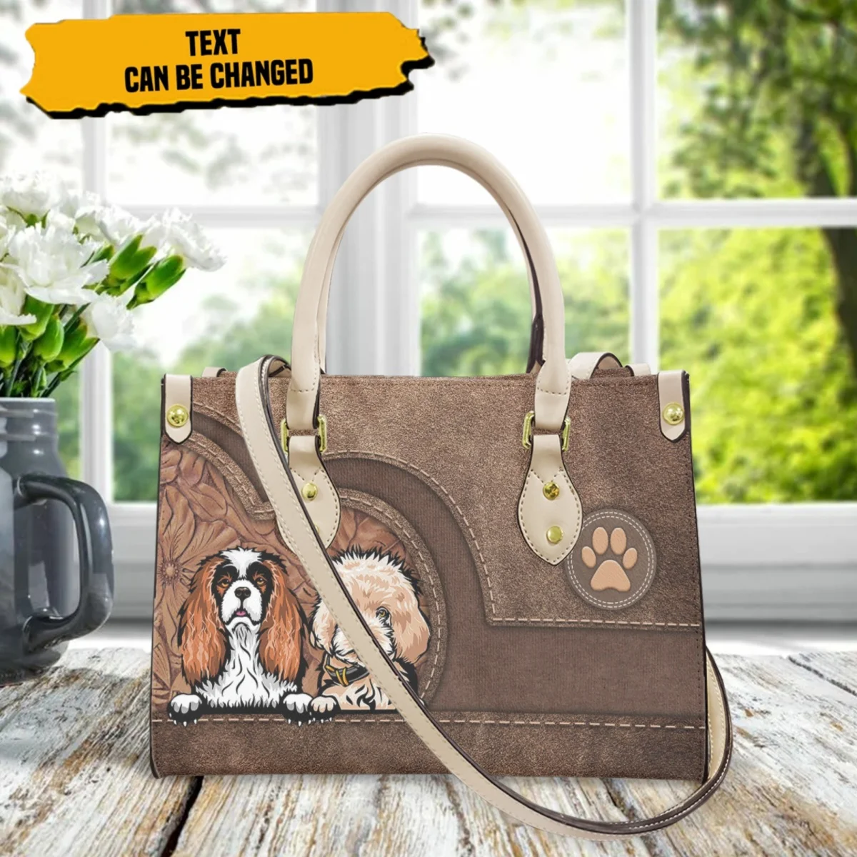 

Cavalier King Charles Spaniel Brand Design Women Shoulder Bag Top Handle Leather Clutch Casual Fashion Small Messenger Bag Gift