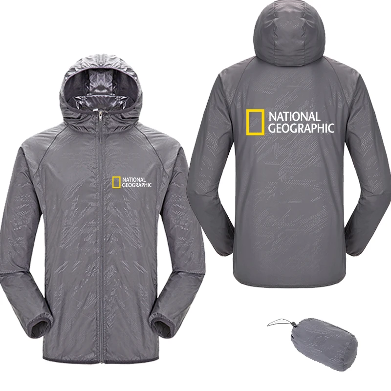 

Graphic National Geographic Men's Quick Dry Coat Sunscreen Waterproof men thin Outwear Ultra-Light Windbreake Jacket