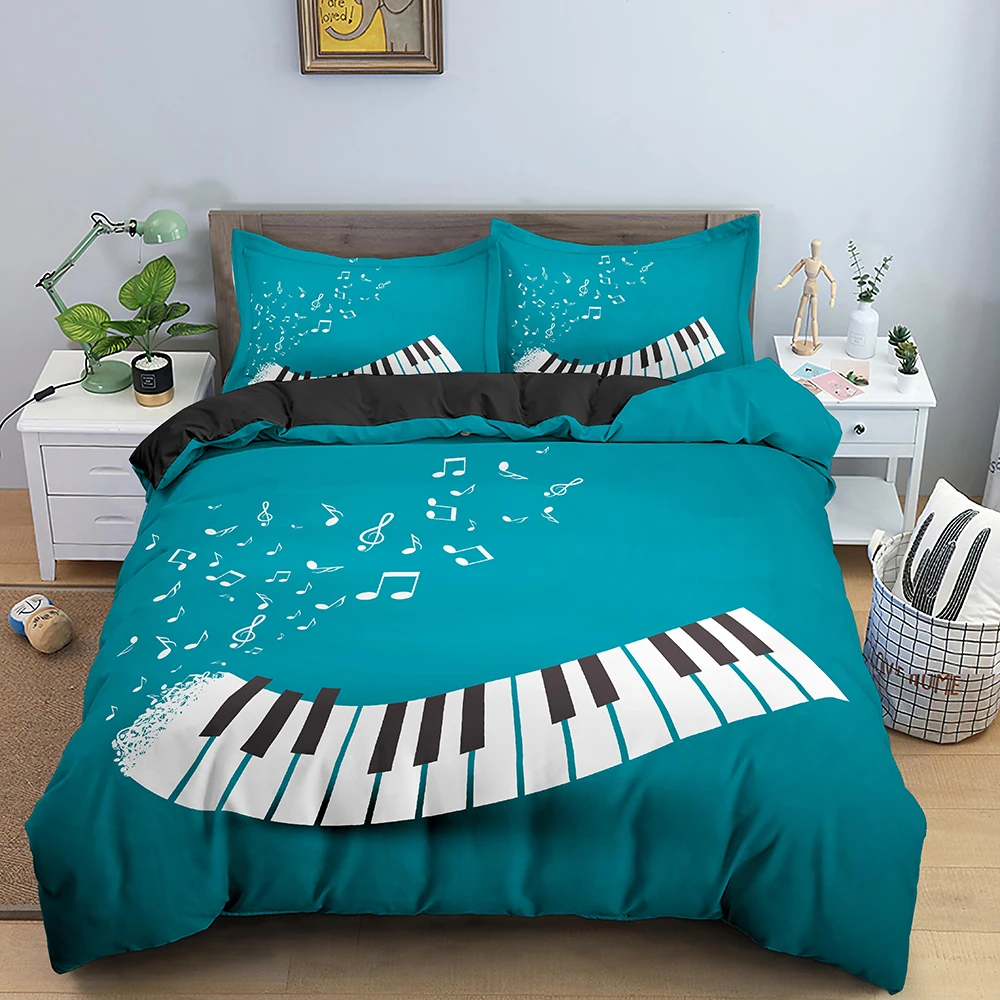 

High Quality Piano Keyboard Duvet Cover Music Bedding Set 2/3pcs 140x210 Single Size Bed Quilt Cover Kids All Seasons Bedclothes