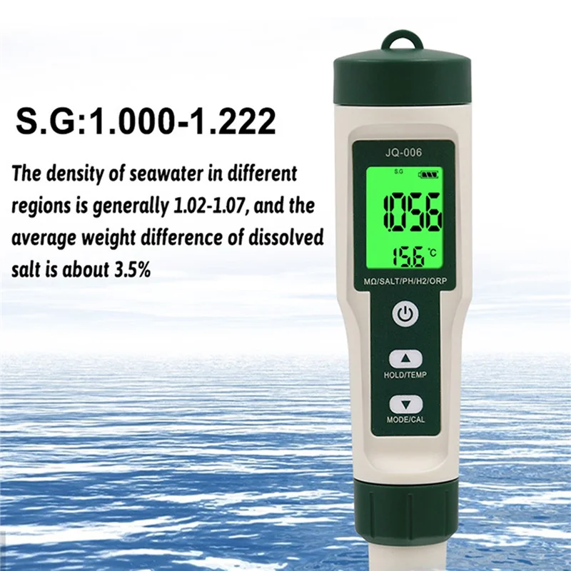 

10 in 1 Water Quality Tester PH/TDS/EC/SALT/TEMP/S.G/ORP/H2/Fertile/Resistivity Tester Pen for Aquarium Swimming Pool A