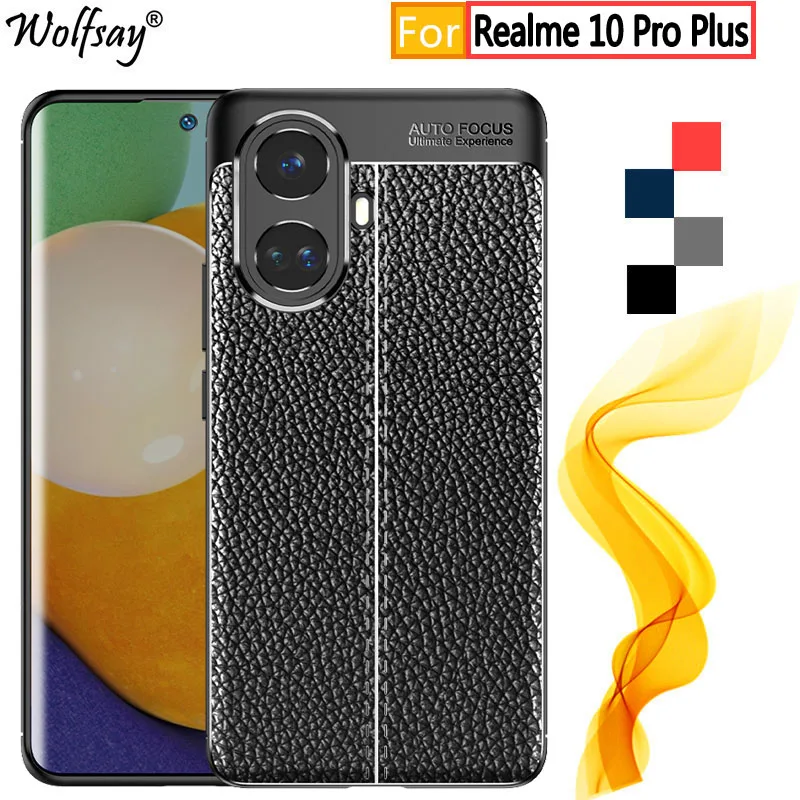 

For Realme 10 Pro Plus Case For Realme10 Pro Plus Bumper Anti-knock Rubber Housings Leather Silicone Case For Realme 10 Pro Plus