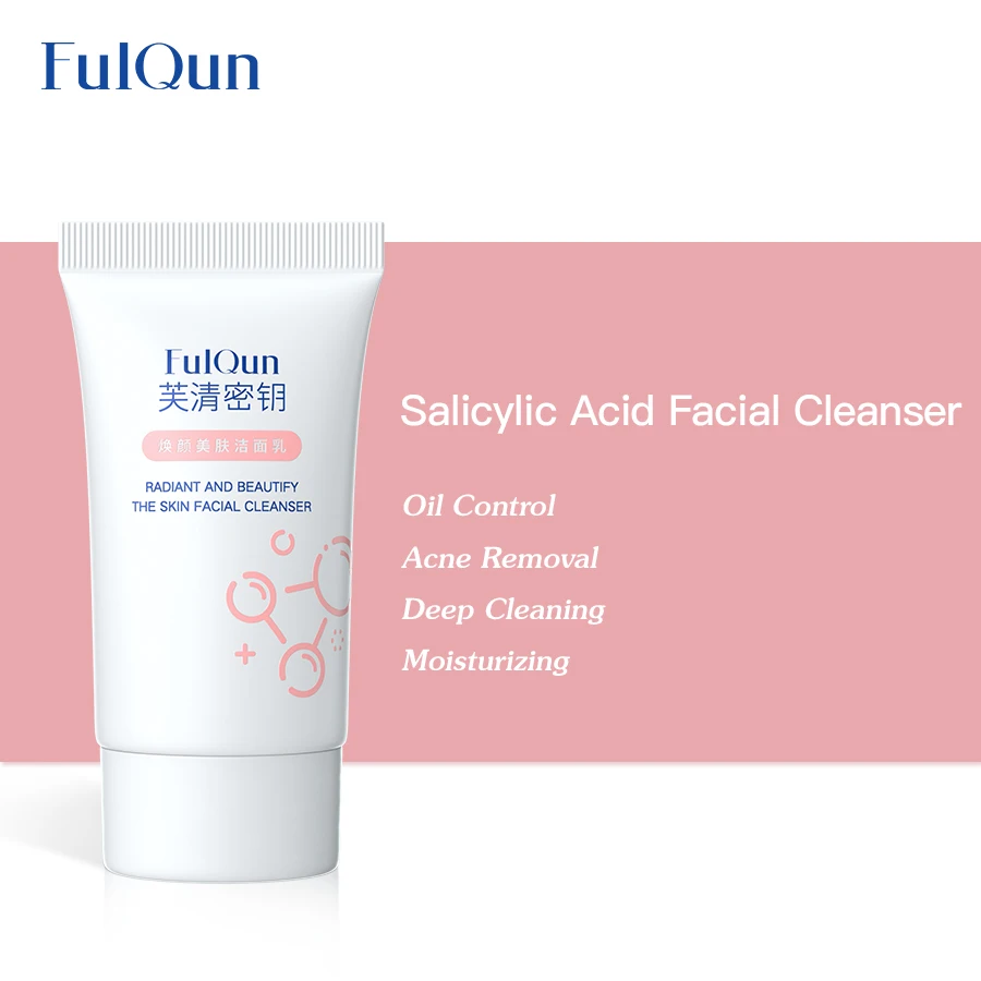 FulQun Salicylic Acid Face Cleanser SkinCare Acne Treatment Oil Control Acne Remedy Remove Black Dots Face Wash Gel Skin Care