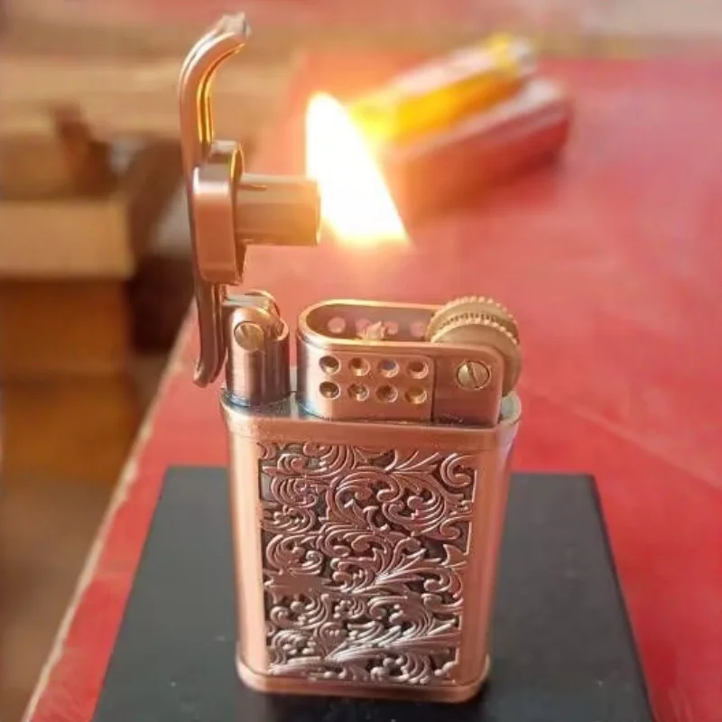 Фото Зажигалка с песчаным колесом и открытым пламенем, классическая американская винтажная масляная зажигалка, старая зажигалка для курения, аксессуары для друзей №2