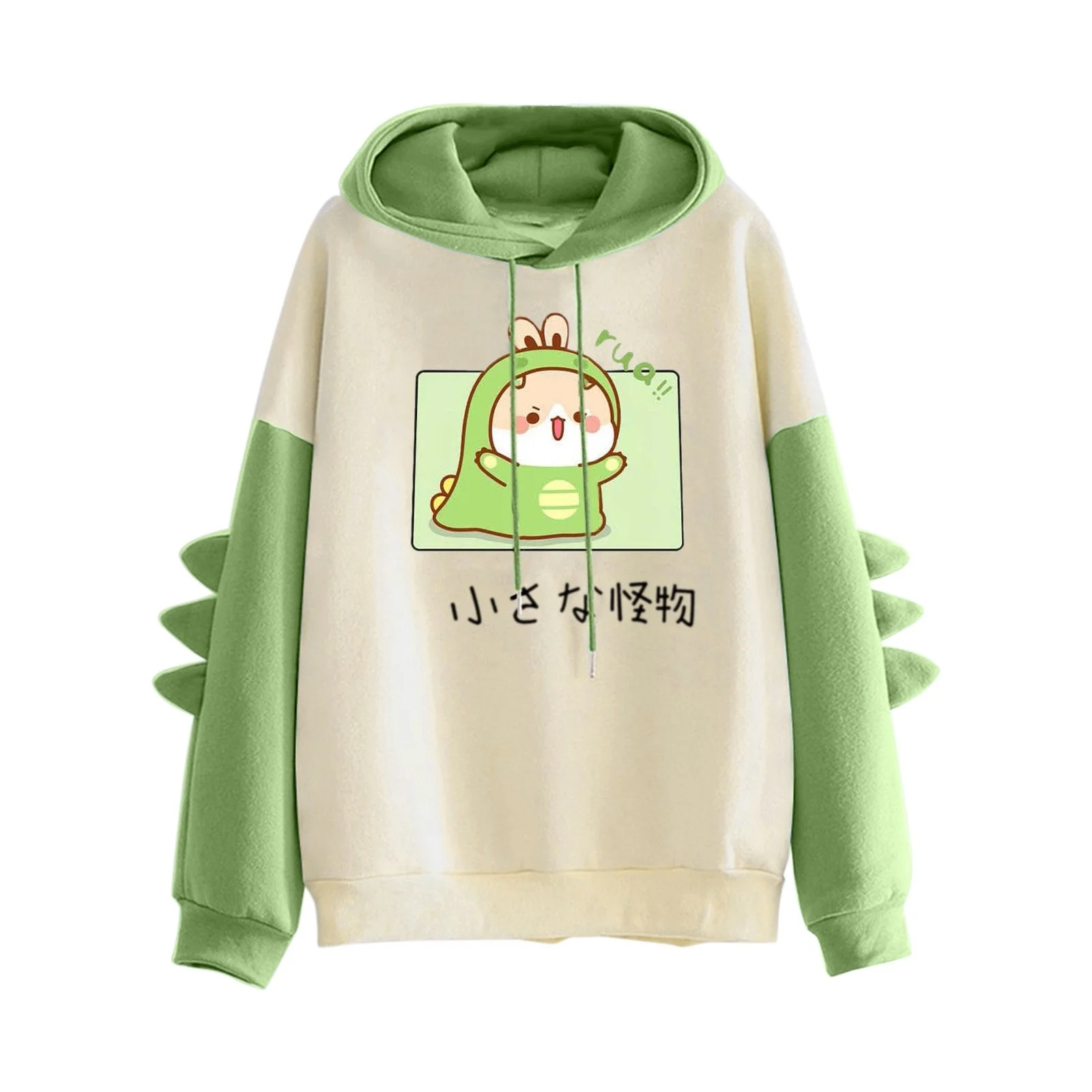 

Kawaii Cute Dinosaur Hoodies Sweatshirts For Girls Splicing Long Sleeve Hooded Draw String Pullover Tracksuit Teen Girls Moletom