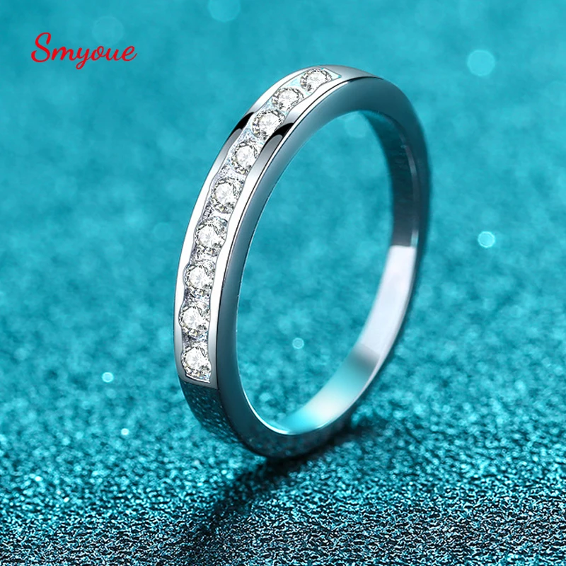 Smyoue Sterling Silver Ring 0.27ct Moissanite Wedding Band for Women 9 Stones Lab Created Diamond Moissanite Ring with Box Gift