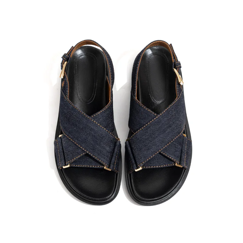 FAFA Cowboy Cross Strap Flat Bottom Sports Sandals Women's New 2023 Summer Outside Wear Hundred With Flat Bottom Roman Sandals