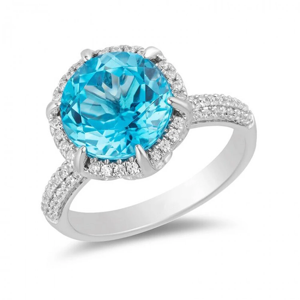 

HESHI Enchanted Aladdin Swiss Blue Topaz and Diamond Frame Ring for Women