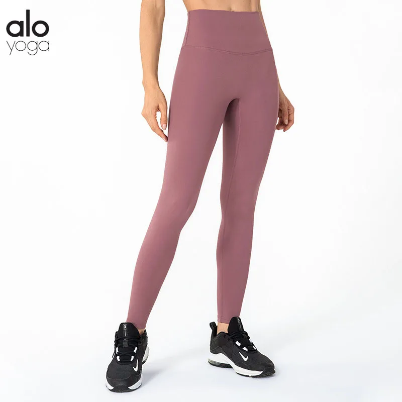 

Alo yoga crossover nude skin friendly no awkward lines athletic trousers solid colour high waist hip lifter skinny nine-quarter