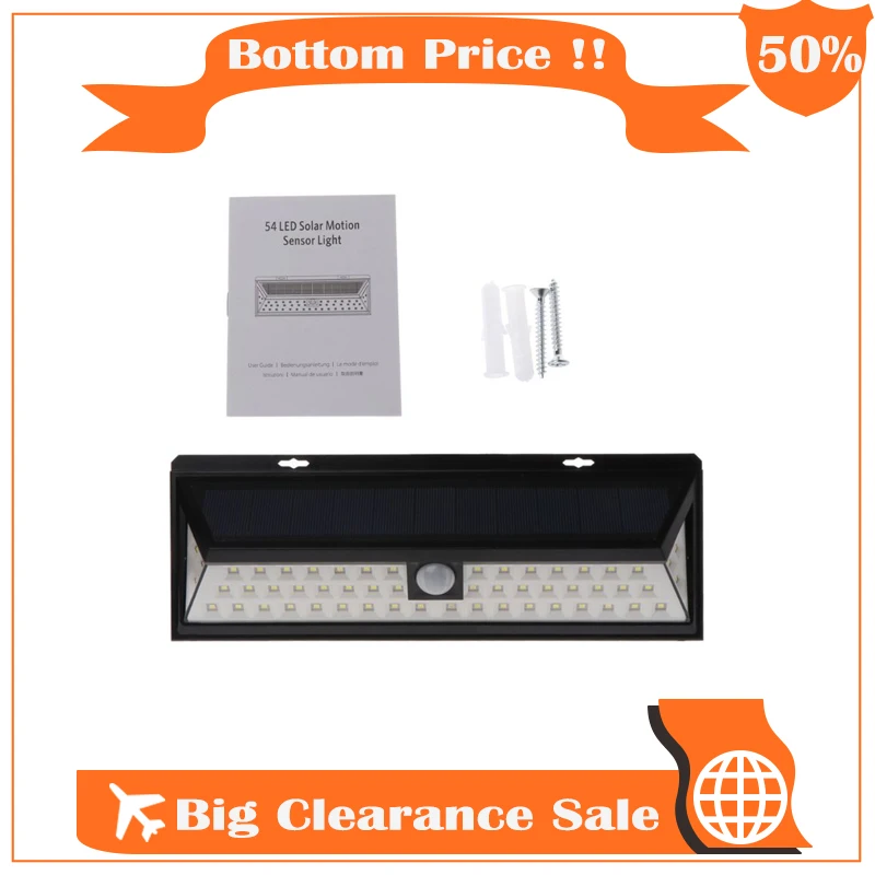 

Waterproof 54 LED Solar Light Outdoor Garden Light PIR Motion Sensor Pathway Wall Lamp 3.7V