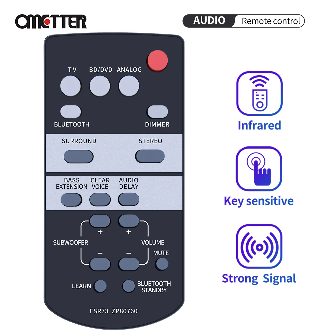 

New FSR73 ZP80760 Remote Control Fit for Yamaha Bluetooth Sound Bar Home Theater Speaker System ATS-1050 SRT-700 YAS-105