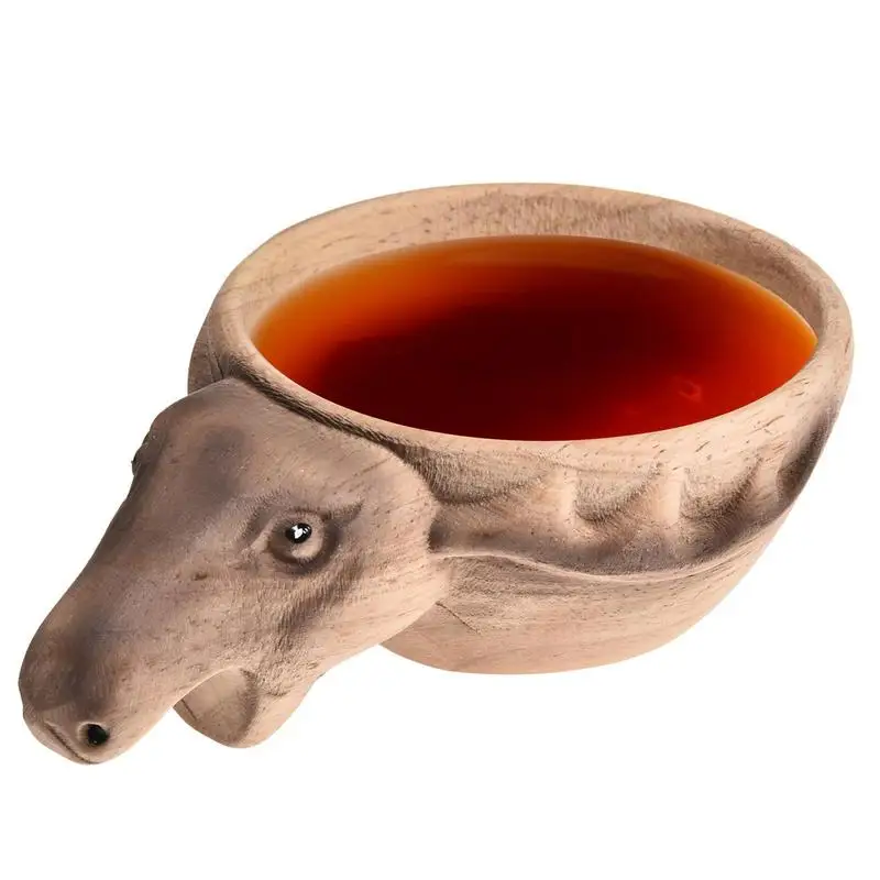 

Kuksa Rubber Wooden Water Cup Hand Carved Animal Head Cup Mug Cups Christmas Large-capacity Camping Gear Coffee Cup Gifts