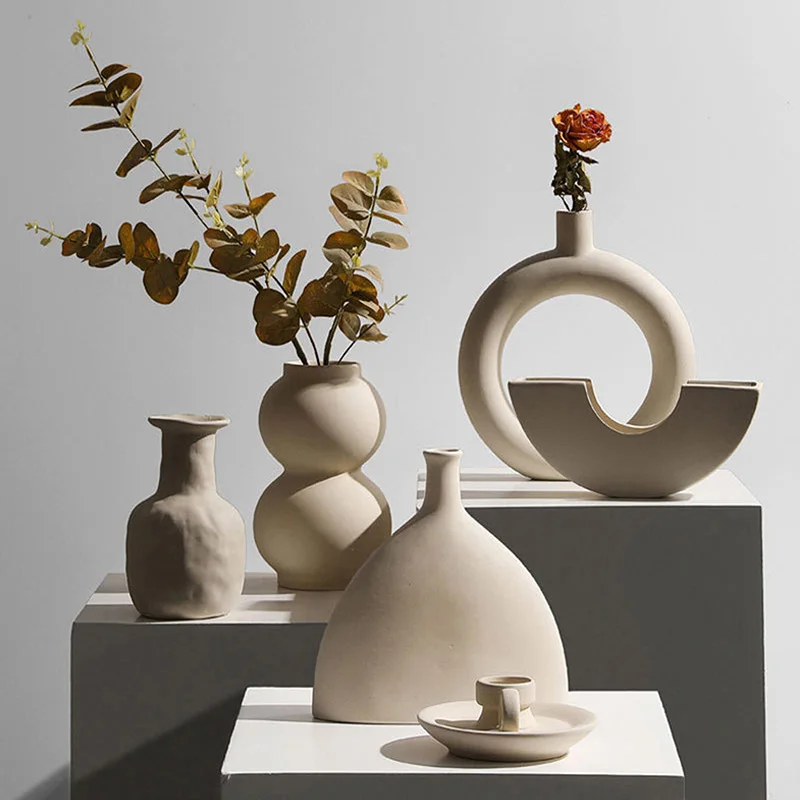 

Керамический цветочный горшок, Современный домашний декор в скандинавском стиле, маленькие вазы, горшки для растений, банка для имбиря, акс...