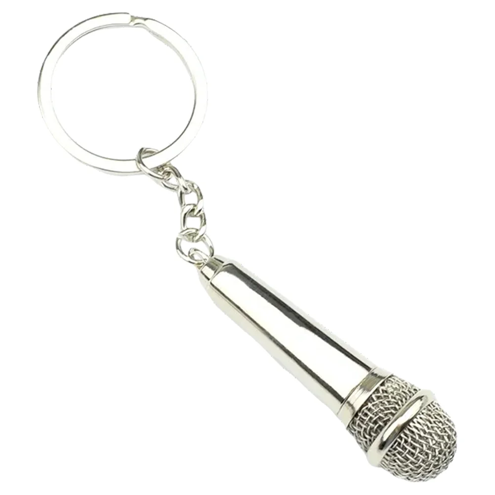 

Musical Instrument Microphone Keychain Rings Car Keys Keychains Metal Decoration