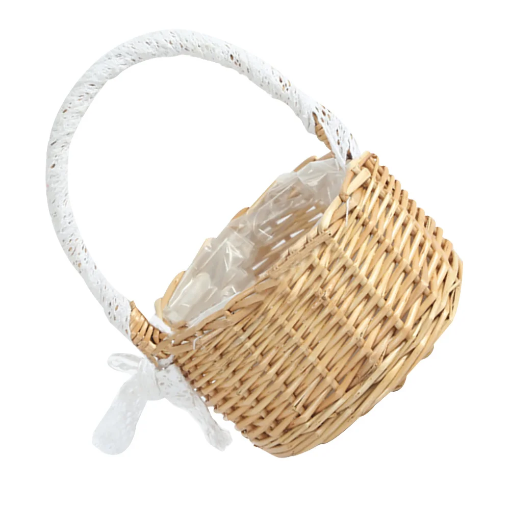 

Basket Baskets Wicker Fruit Flower Empty Grocery Portable Shopping Picnic Displaylaundry Decorative Vegetable Planter Hand Candy