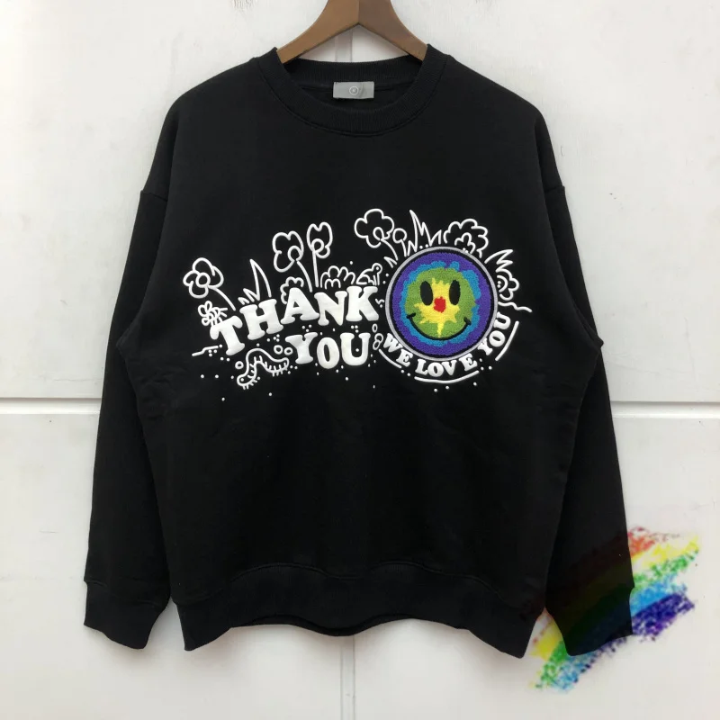 

3D Foam Printing Sweatshirts Men Women High Quality Towel Embroidery Earth Pattern Hoodies Plus Fleece Crew Neck Crewneck