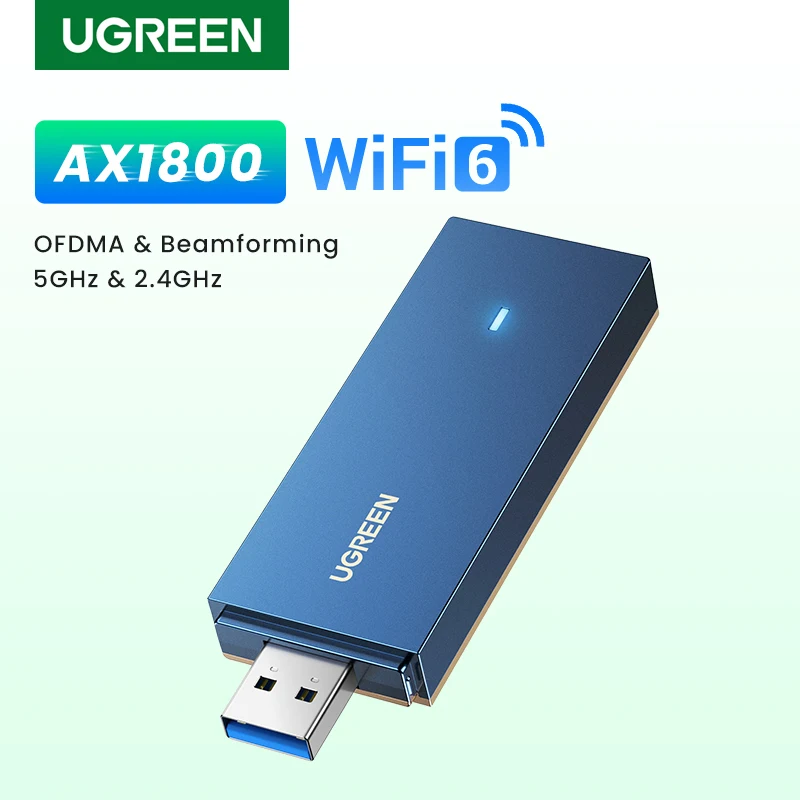 

UGREEN AX1800 WiFi Adapter WiFi6 USB3.0 5G&2.4G Dual-band USB WiFi for PC Laptop Wifi Antenna USB Ethernet Receiver Network Card