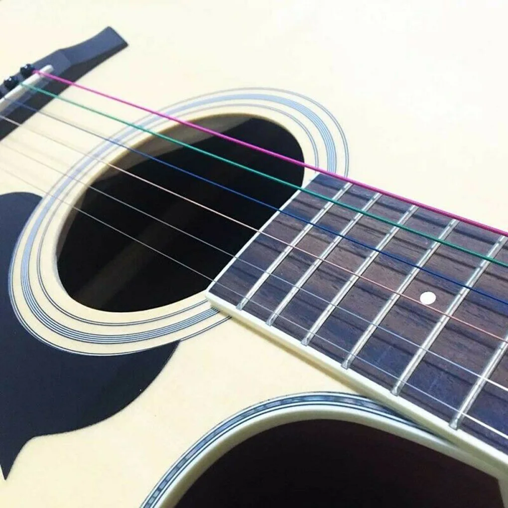 

6PCS/Set Acoustic Guitar Strings Colorful Guitar Strings E-A for Acoustic Folk Classic Guitar