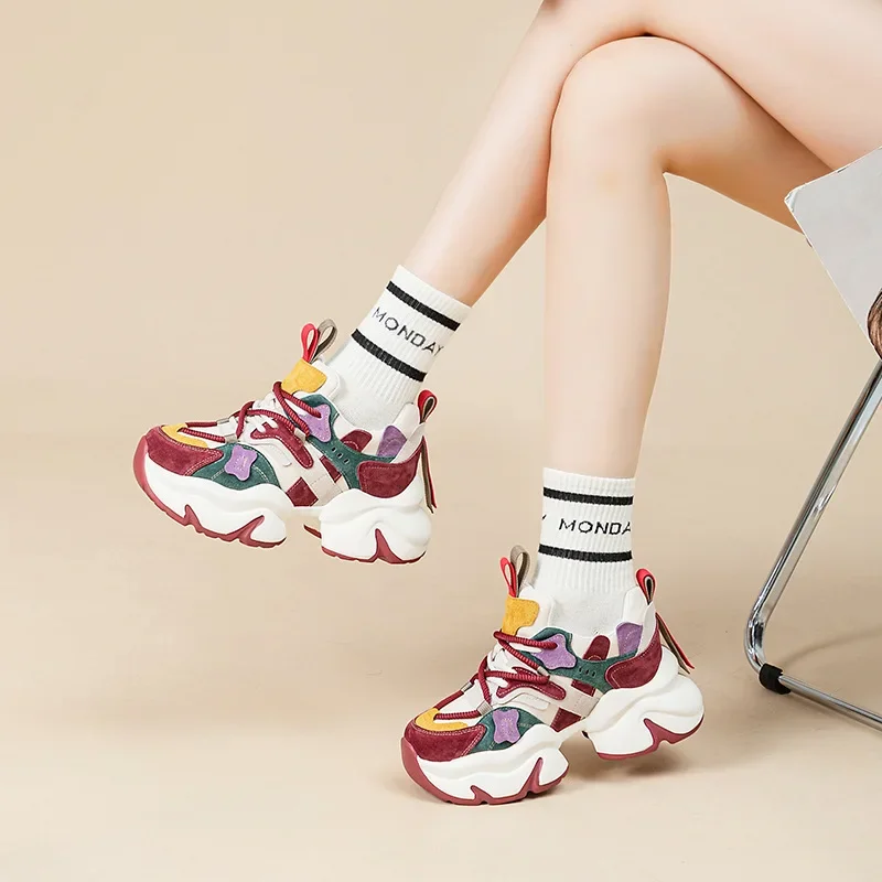 Женская кожаная обувь CLAIAMI новая повседневная спортивная женская на толстой