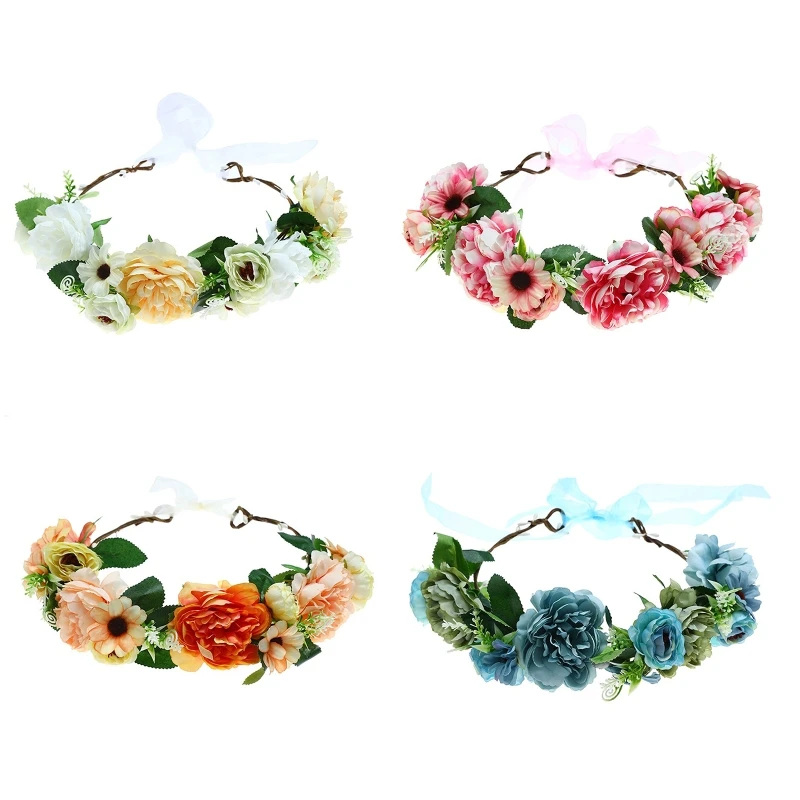 

Женская цветочная гирлянда, обруч для волос с цветами для невесты