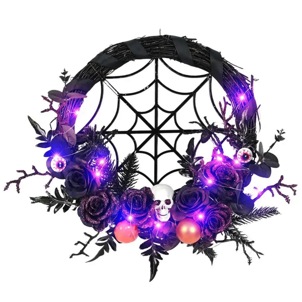 

Halloween Wreath Decoration Spooky Halloween Wreath Spooky Led Skull Wreath Realistic Halloween Decor for Festive Home Front