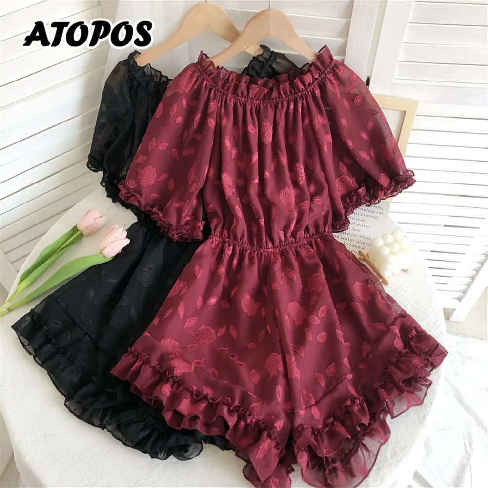 Комбинезон женский с открытыми плечами и принтом свободного покроя |