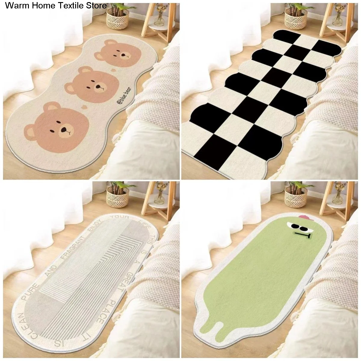 

Коврик Ins для спальни, мягкие пушистые коврики для девочек, милый детский прикроватный коврик, детские Нескользящие напольные коврики, Длинные коврики для гостиной