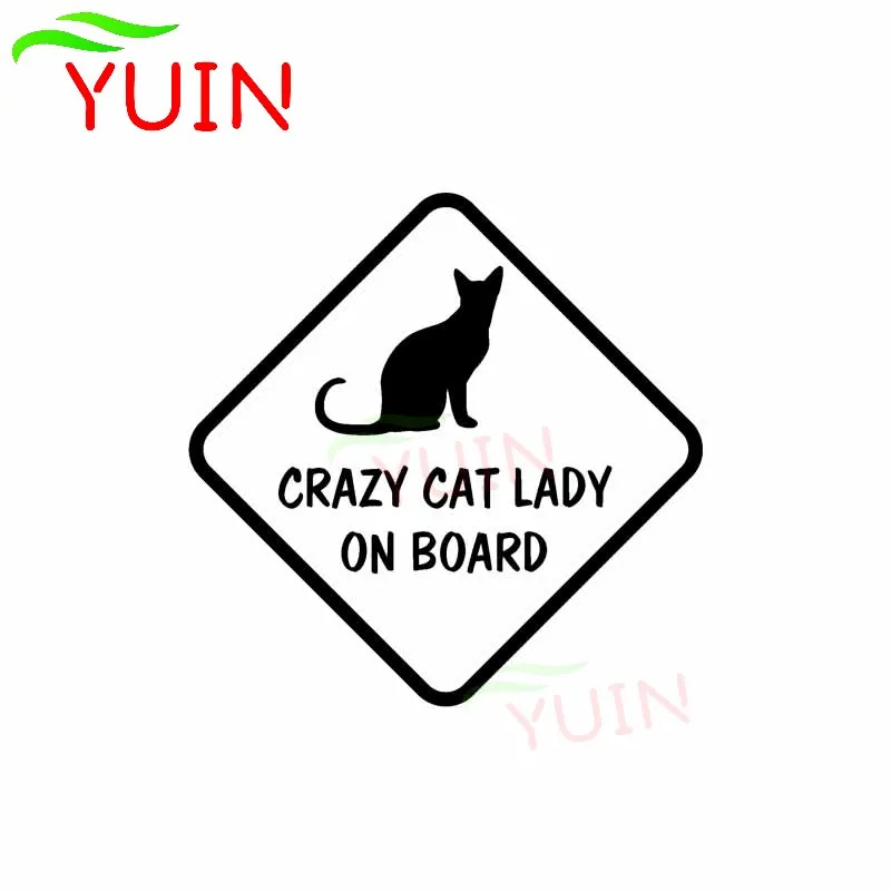 

Fashion Lovely Crazy Cat Lady on Board Car Sticker Personality PVC Body Windows Decoration Waterproof Sunscreen Anti-UV Decal
