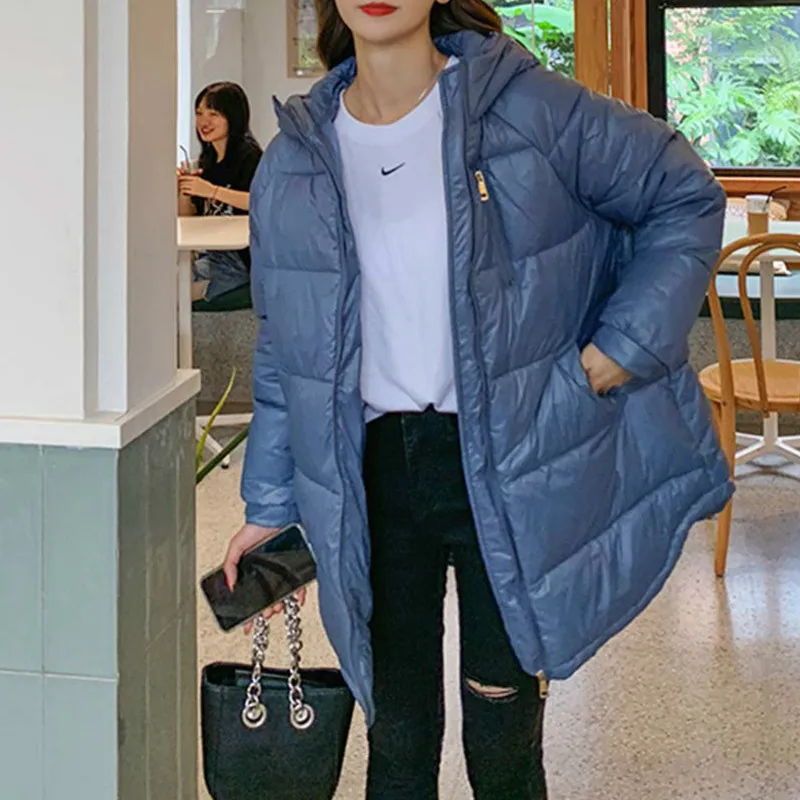 New Longsleeve Thick Down Parkas Jacket Female Coat CasualLong Hooded Coat Women Clothing 2023 Women Winter Women Warmth Jacket