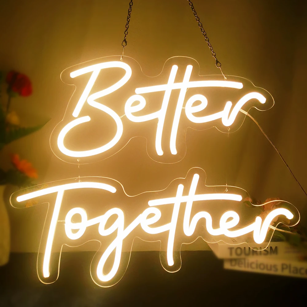 Свадебный неоновый свет Better Together Светодиодная неоновая вывеска Светящиеся буквы
