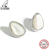 ssteel 925 sterling silver stud earring for woman teardrop shell gothic light luxury party handmade women jewelry 2022 trend