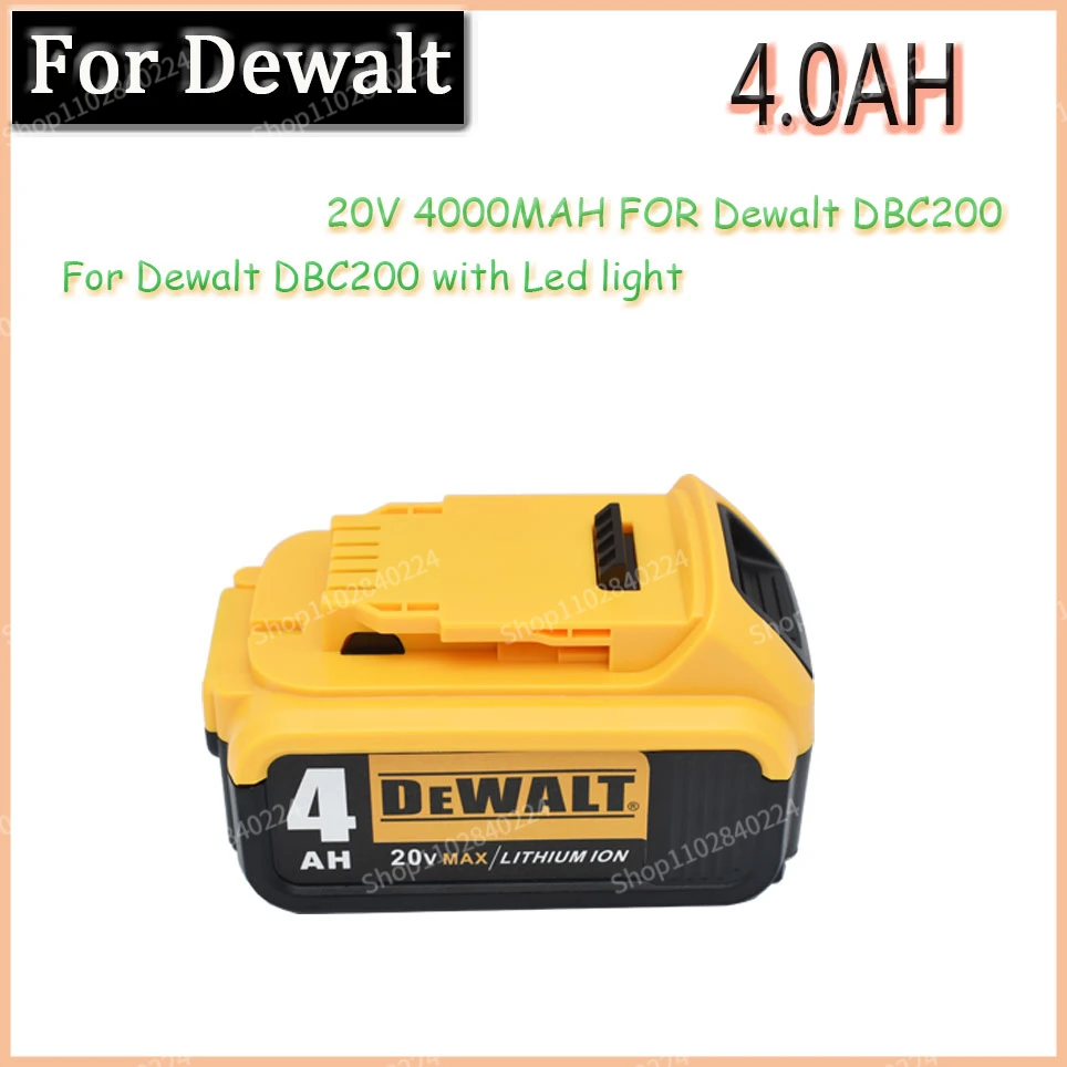 100%New DeWalt 20V 4.0AH Li-Ion battery power tool replacement for DeWalt DCB184 DCB181 DCB182 DCB200 18V battery