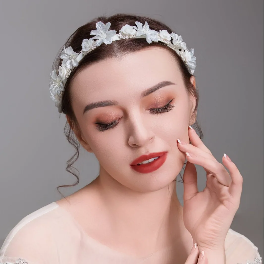 Свадебная вуаль ободок для волос с белым цветком диадемы женщин свадебные