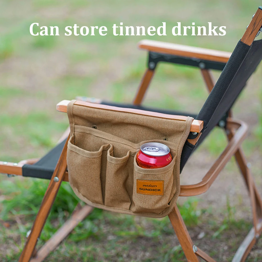 

Camping Chair Armrest Storage Bag Folding Chair Organizer Canvas Side Pocket Large Capacity Bag For Outdoor Camping Fishing