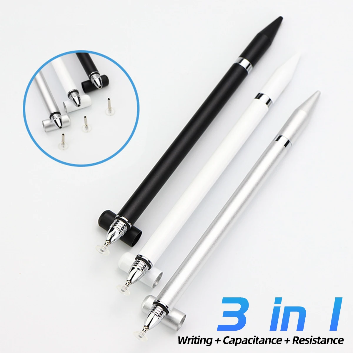 

3 in 1 Universal Tablet Phone Touch Screen Pen Capacitive Disc Stylus Ballpoint Pen Drawing Pencil for Xiaomi Huawei Samsung