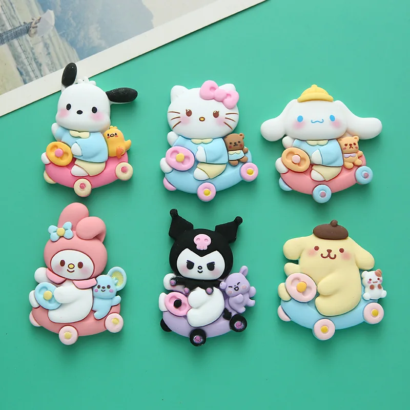

Kawaii Sanrio Anime Resin Accessories Hello Kitty Kuromi Diy Cream Glue Mobile Phone Case Jewelry Hair Clip Material Gift