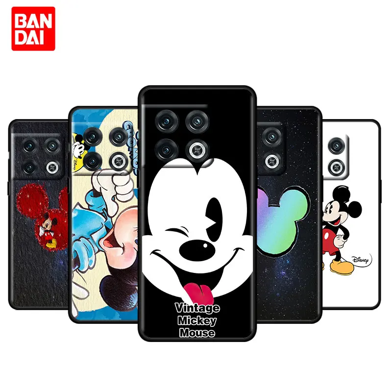 

Vintage Mickey Mouse Case for Oneplus 9 10 Pro 8 8T 9R Nord 2 N100 N10 CE N200 5G Black Luxury Silicone Protection Cover Fashion