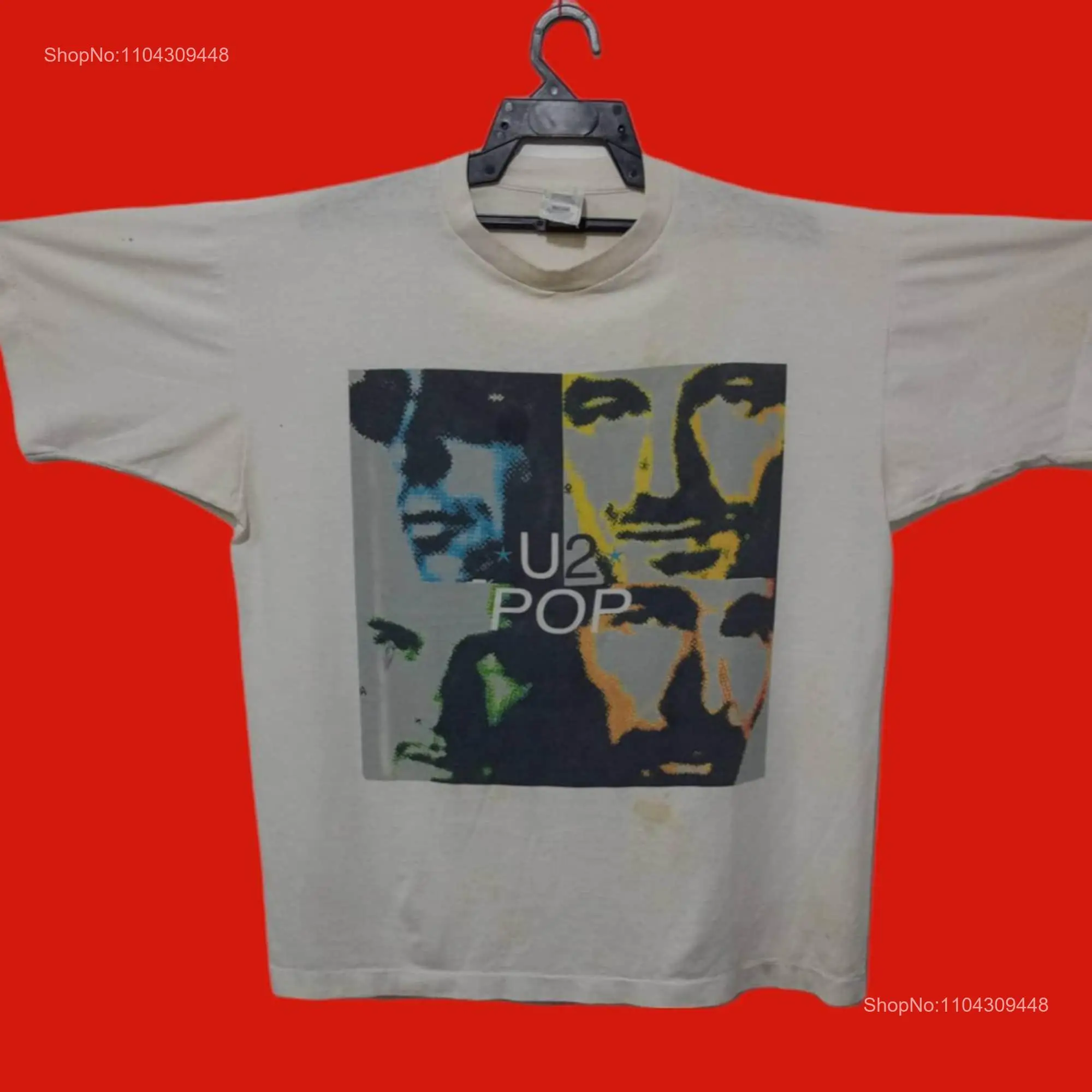 Винтажная 90-е U2 Irish Rock Band Альтернативная инди Зооропа Тур Белая футболка Xlarge