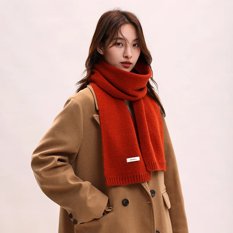 Good Quality Knitting 100% Wool Scarf Unisex Lightweight Warm Winter Neckerchief Pure Color Versatile Pashmina Shawl Muffler