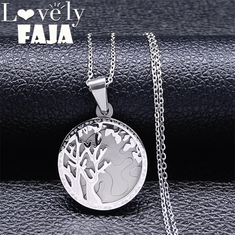 

2022 Tree of life Double Layer Neckalce Women Silver Color Round Pendant Necklaces Jewelry Collar del árbol de la vida NXH680S03