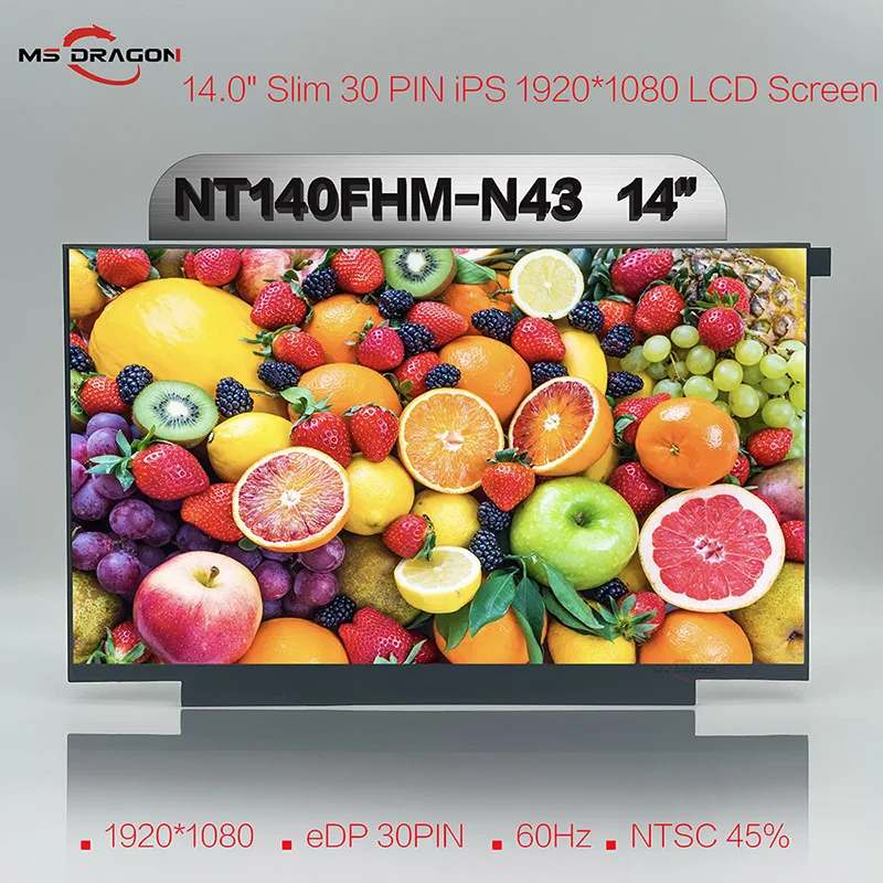 

NT140FHM-N43 V8.0 N62 N61 14 Inch LCD Screen 1920*1080 30PINS Fit B140HAN04.0/N140HCA-EAC/LP140WF6 SPF 1920X1080 IPS LED Display