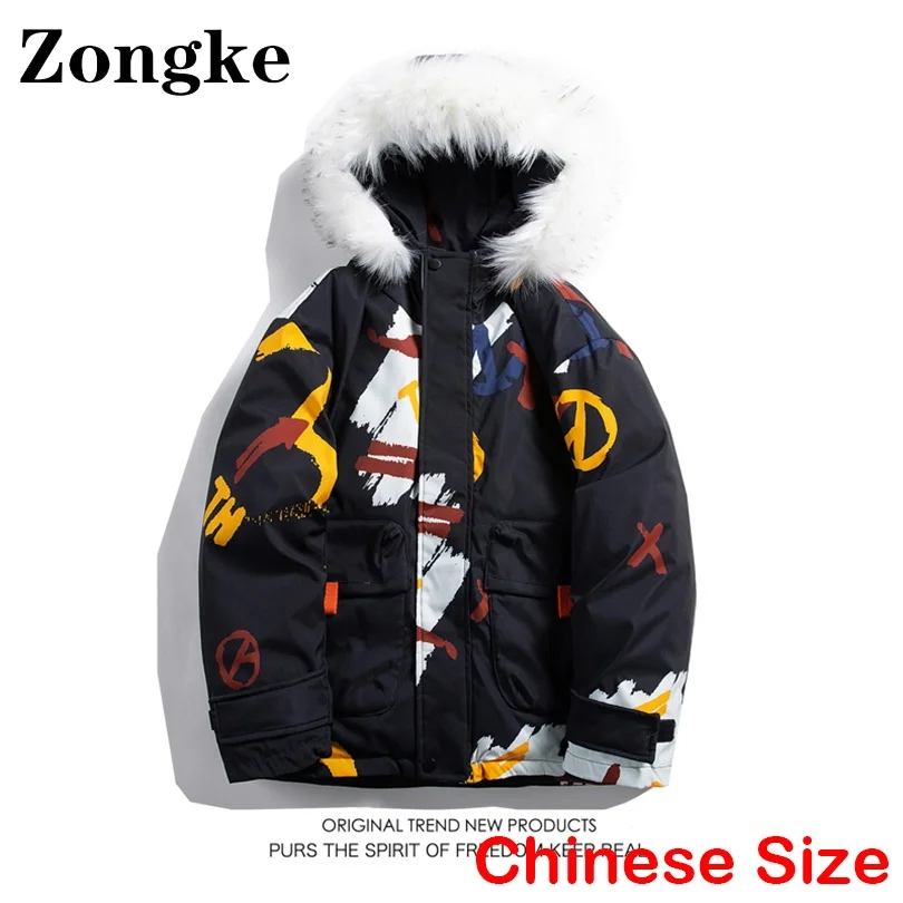 

Zongke Fur Hooded Parkas Mens Jackets Varsity Heated Jacket Men Clothing Warm Winter Coats For Men 5XL 2022 Autumn New Arrivals
