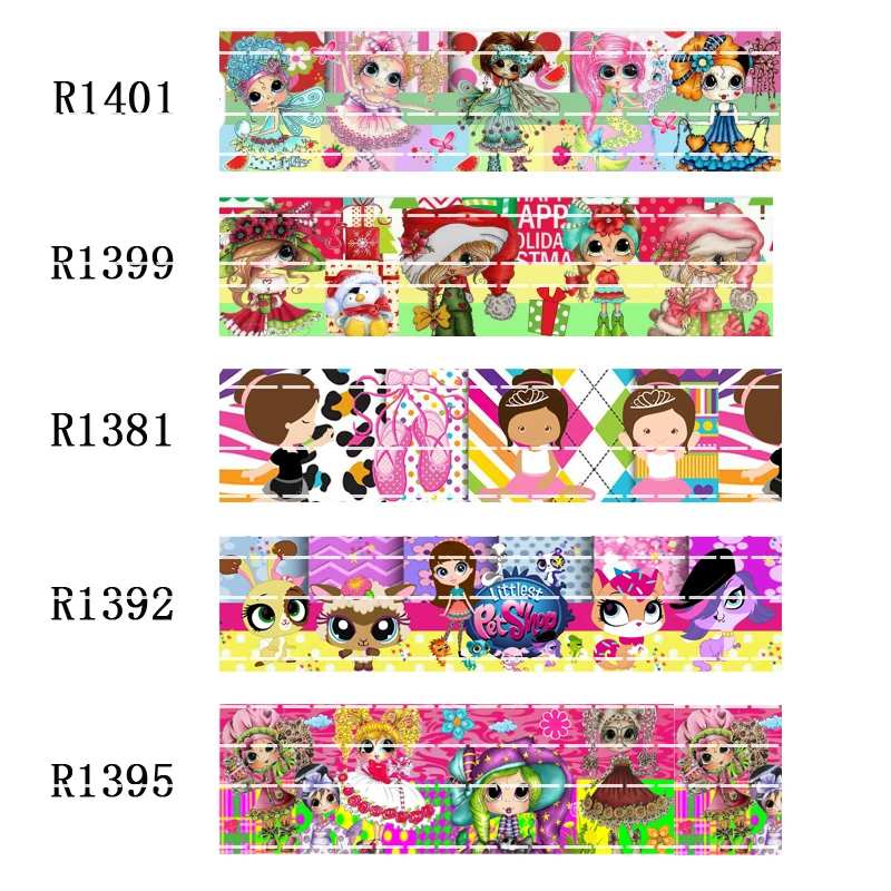 50 ярдов, мультяшный персонаж, 7/8 дюймов, 1 дюйм, 1,5 дюйма, 2 дюйма, 3 дюйма, принтованная корсажная лента для балерины R1381