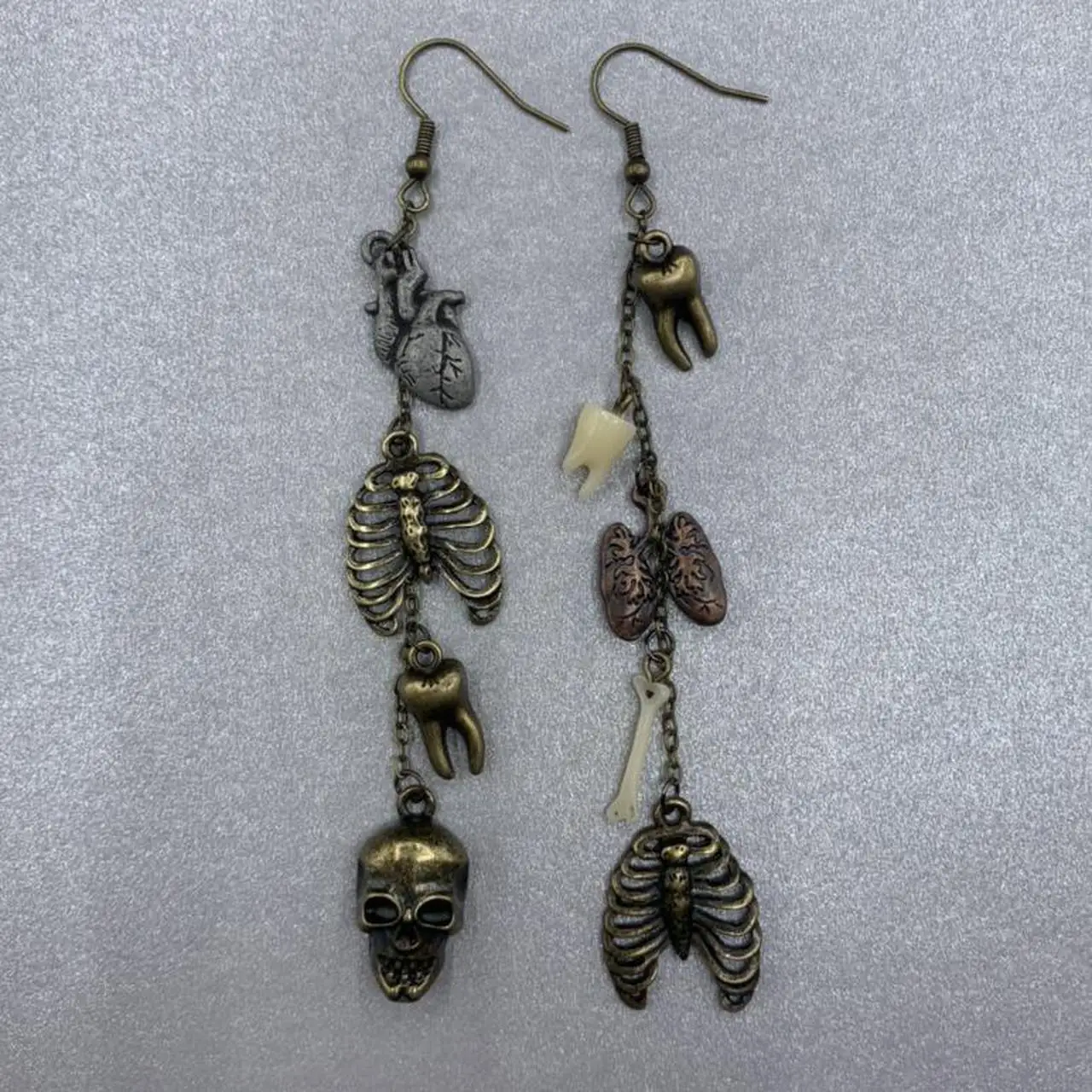 

Original Design Handmade Skull and Rib Cage Earrings
