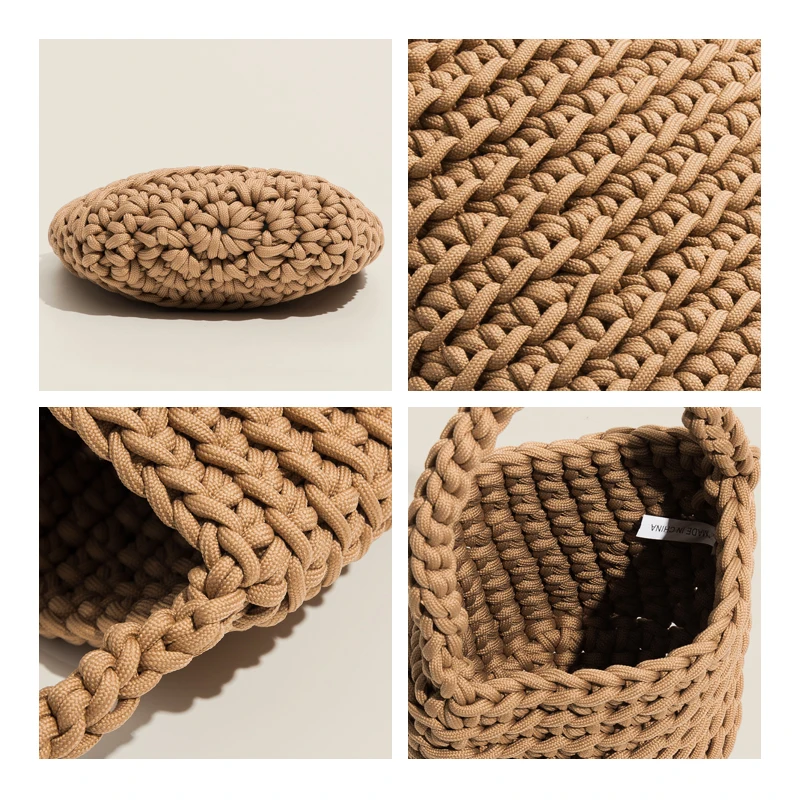 MABULA Eco Friendly Handwoven Small Women Phone Purses Crochet Casual Handbags Female Hollow Out Mini Totes 2022 Summer New