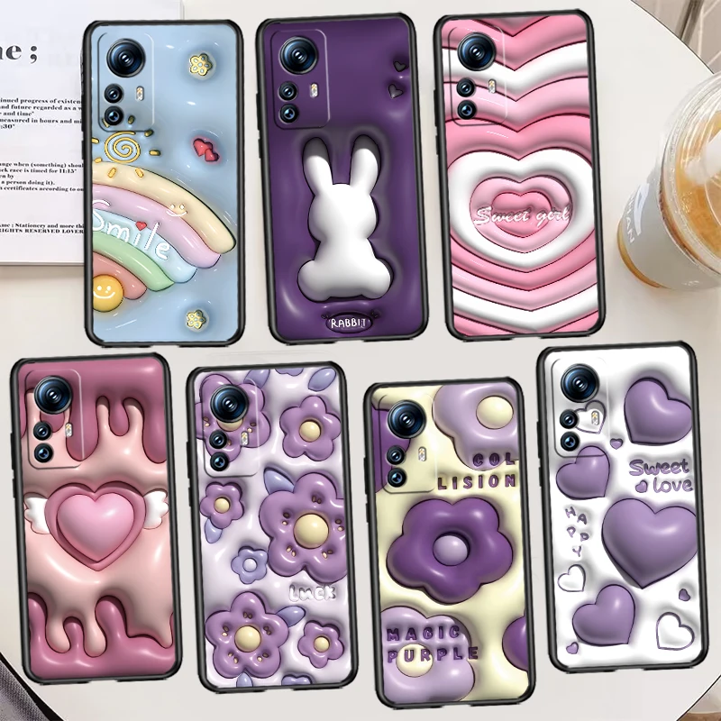 

Nonstereoscopic 3D Vision Cute Animal Black Phone Case For Xiaomi Mi 13 12 Lite 12T Pro 12X 12S 11 11T 11i 10T 10 9 Ultra 5G