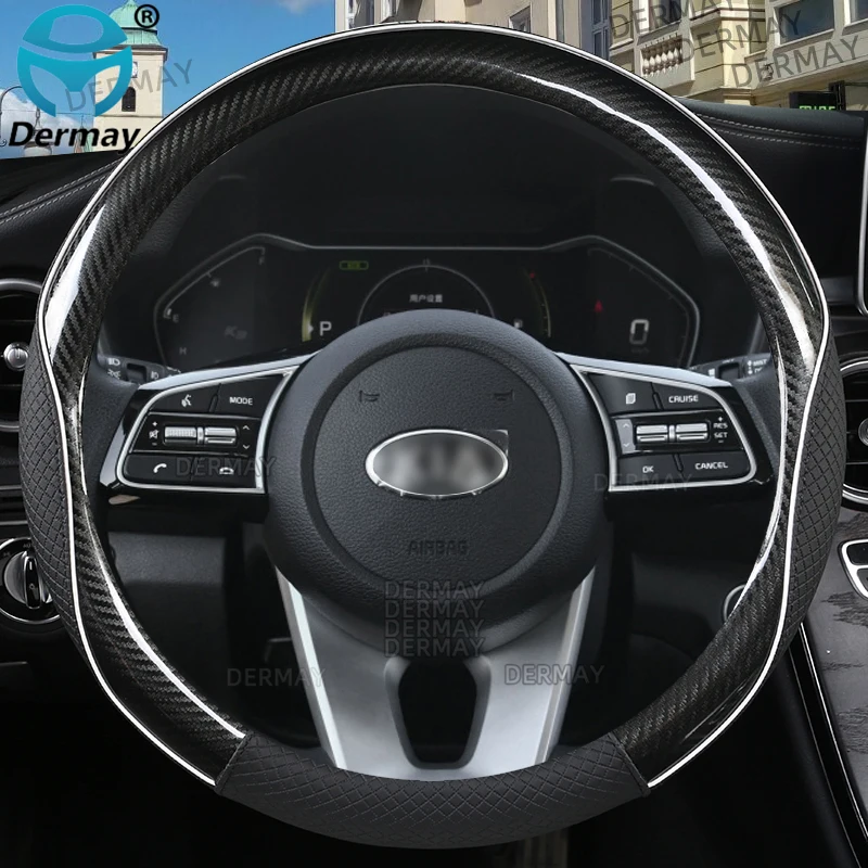 

Для Kia Ceed Sportage Picanto Cerato Seltos Stonic Stinger Soul Rio 3 4 5 Чехол рулевого колеса автомобиля автомобильные аксессуары из углеродного волокна