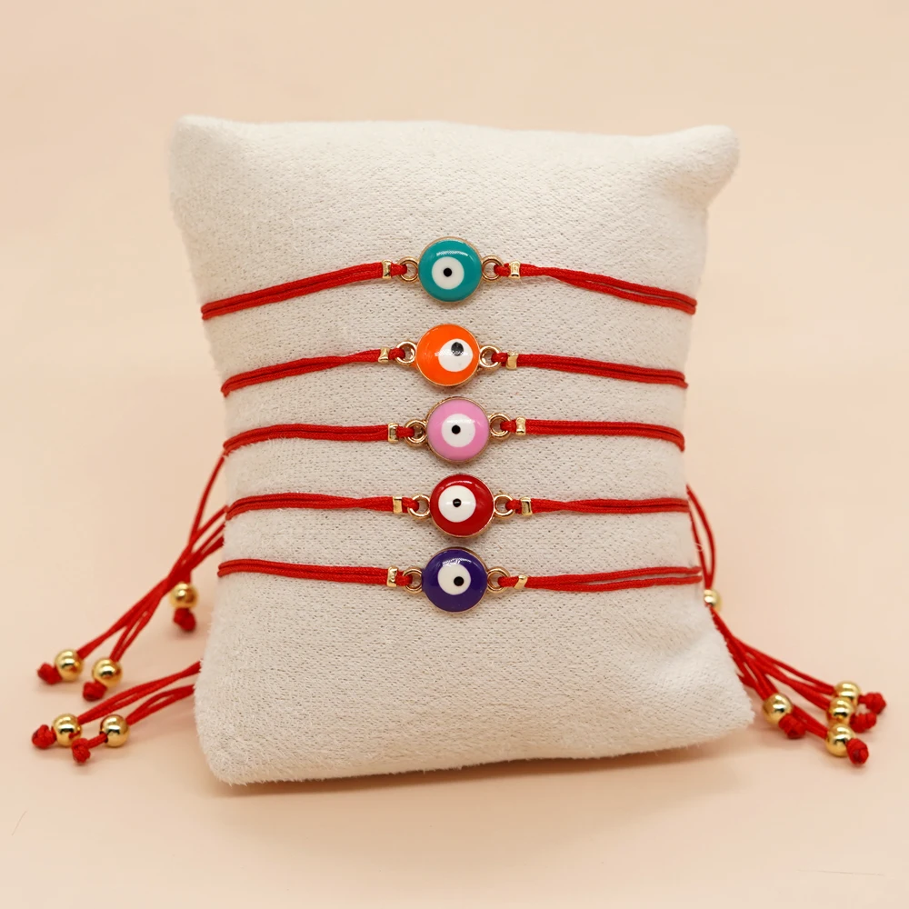 

Go2Boho Simple Red Rope Bracelet Evil Eye Lucky Handmade Jewelry Adjustable Bangle Bohemia Beaded Bracelets Friendship Gift