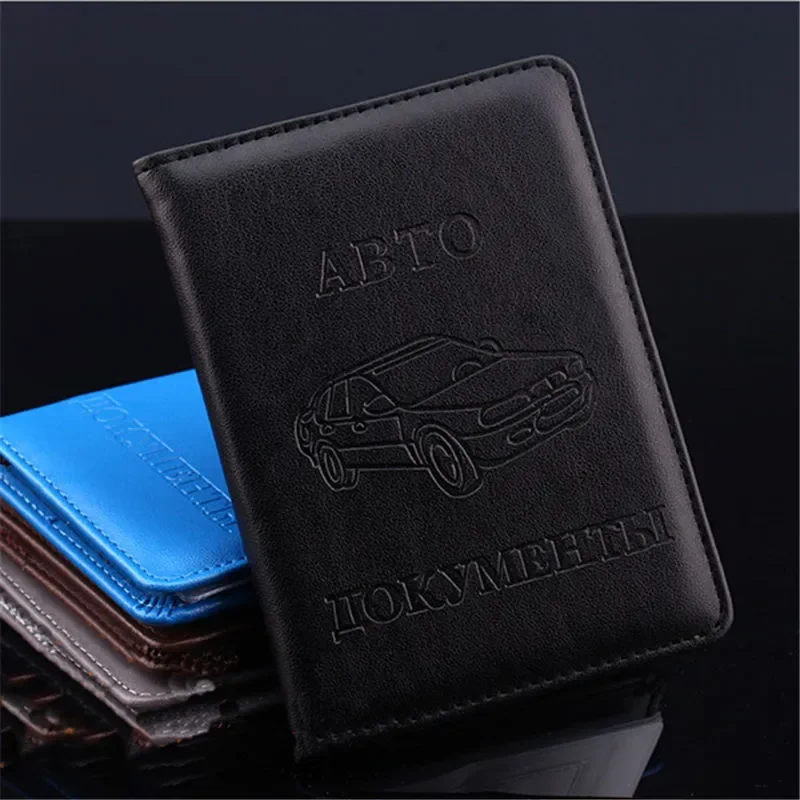 

Leather On Cover For Car Driving Documents Card Credit Holder Purse Russian Auto Driver License Bag Wallet Passport Case